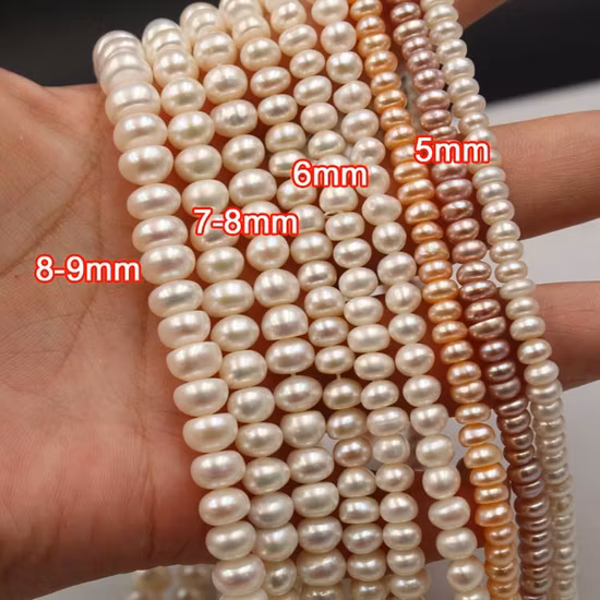 3A Round Genuine Fresh Water Natural Real Freshwater Cultured Pearl Jewelry Necklace with 18K Gold