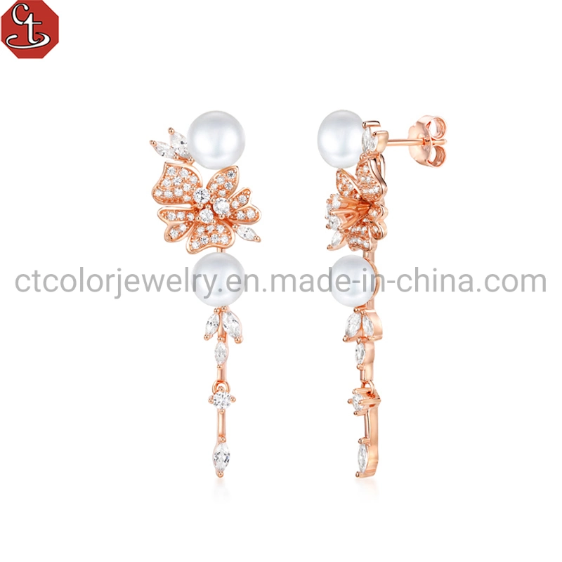 2022 New pearl Flower Drop Earrings for Women Fashion Jewelry 925 Silver Earrings Gift