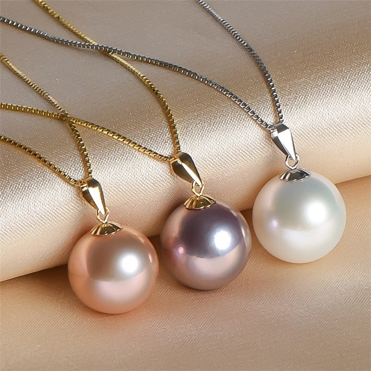 3A Round Genuine Fresh Water Natural Real Freshwater Cultured Pearl Jewelry Necklace with 18K Gold