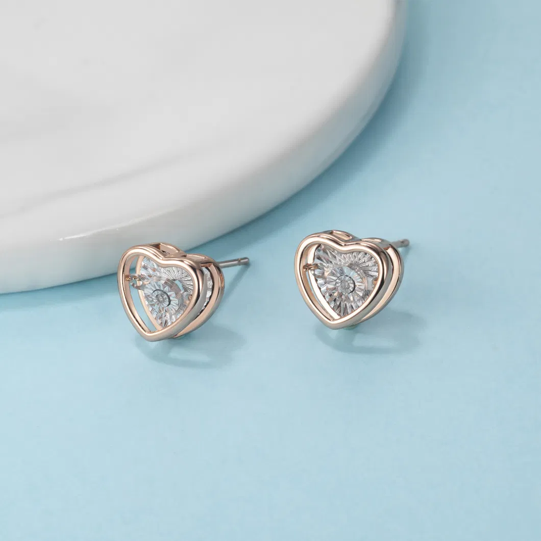 Heart Diamond Earring Custom Imitation Crystal Fashion Costume Jewelry for Women Wholesale