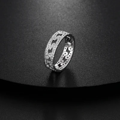 Hot Sale S925 Ring with Pure White Zircon Micro Pave Hip Hop Ring Jewelry 18K Gold Plated 925 Sterling Silver Ring