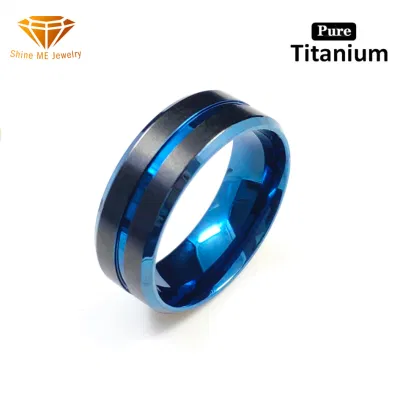 Pure Titanium Gold Ring Wholesale Blue Black Titanium Ring for Men Tr2386