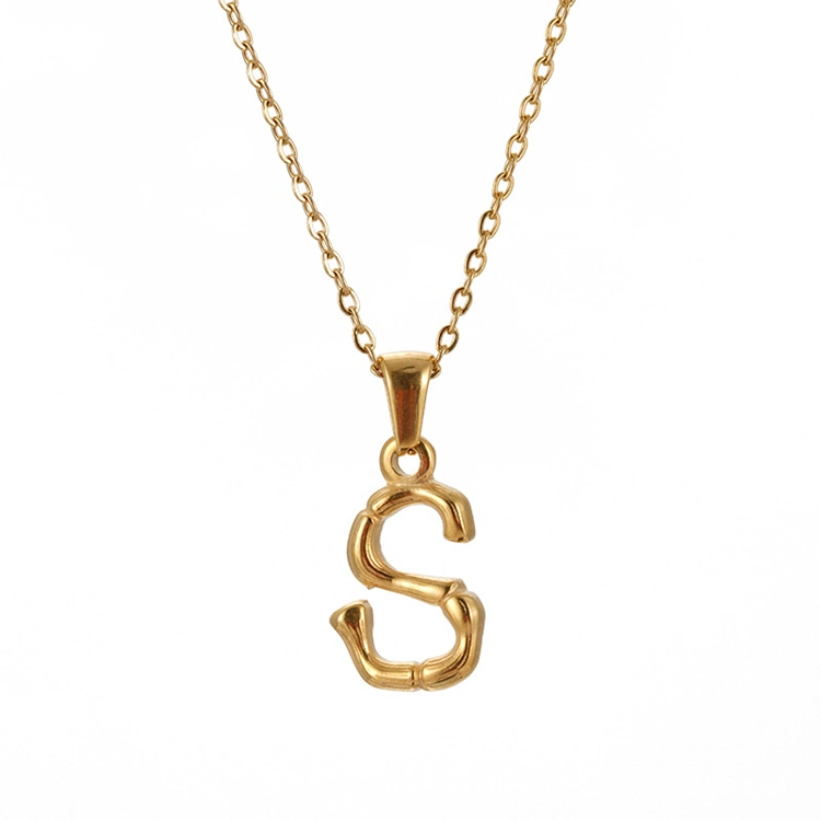 Stainless Steel Gold Initial Letter K Pendant Monogram Necklace Jewelry Women