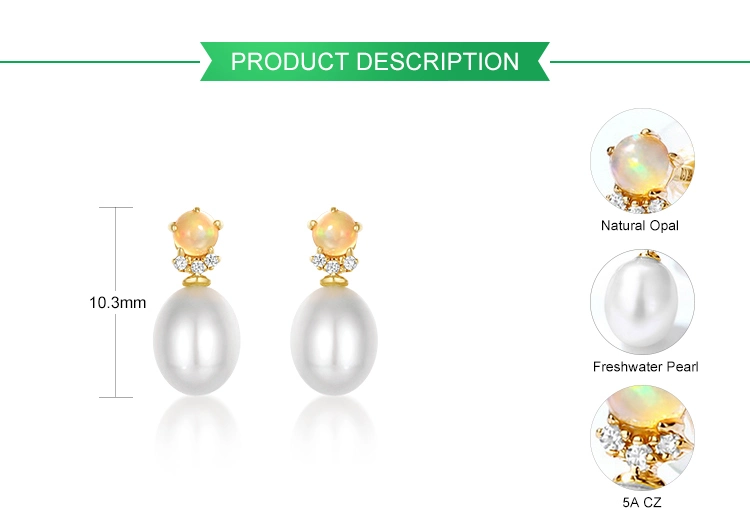Pure Gold Jewelry Natural Opal Pearl Earrings Trendy Ladies Earring Designs