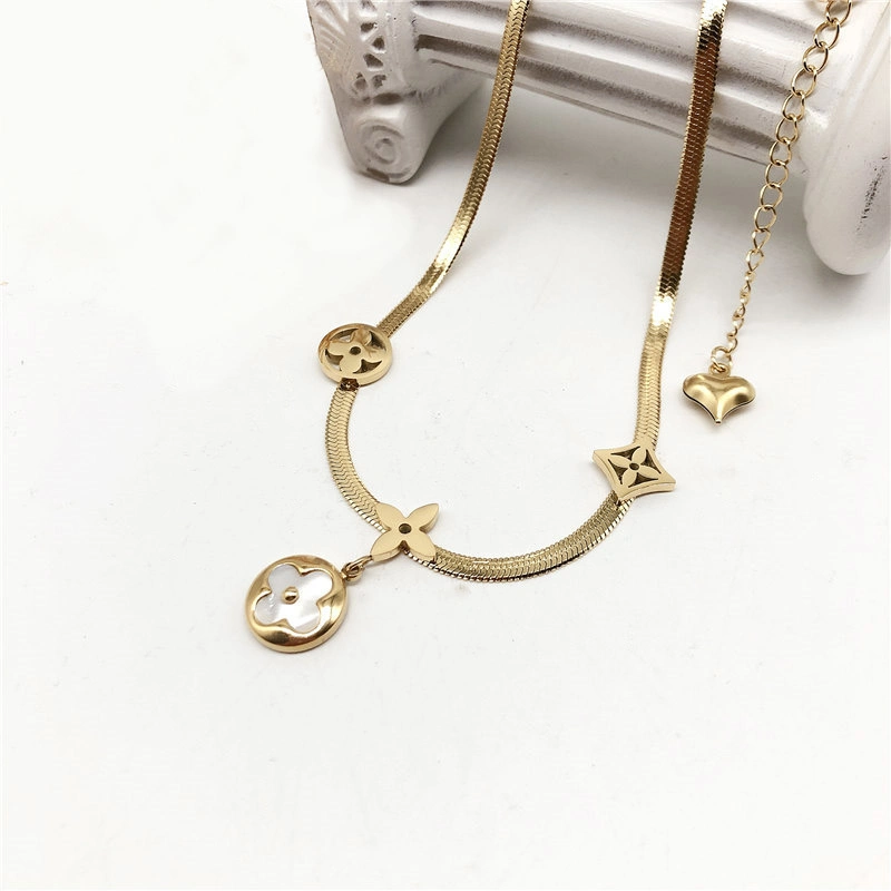 Manufacturer Custom Fashion Jewelry High Quality Tarnish Free Designer Brand Replica Jewellery Women Necklaces 14K 18K Gold Plated Stainless Steel Necklace