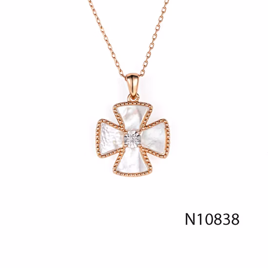 New Arrival Cross Wheel 925 Sterling Silver Necklace Jewelry with Mother of Pearl