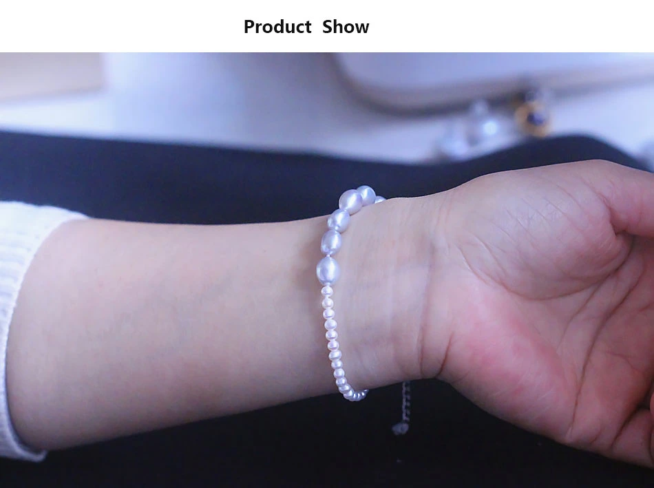 Fashion Light Grey Charming Natural Cultured Freshwater Pearl Bracelet Jewelry (XL150125)