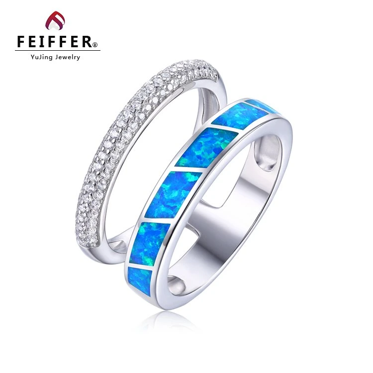 OEM/OEM Fashion Jewelry Customized Sterling Silver 925 Cubic Zirconia Rings Hot Selling Jewellery Fire Opal 2 Layer Ring