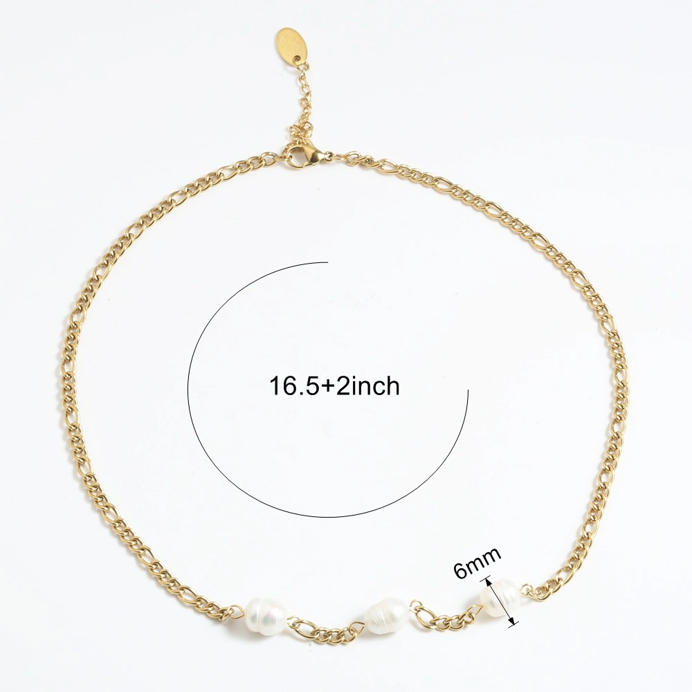Manufacturer Customized 18K PVD Gold Plated Pearl Stainless Steel Fashion Women&prime;s Necklace Jewelry Supplier