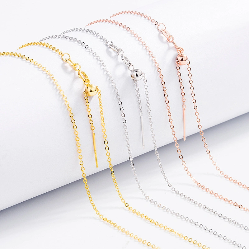Wholesale Universal Chain Trendy Gold Plating Plain Chains 925 Sterling Silver Cross/ Rolo/Beads Slide Necklace Suitable All Pendant Chain Jewelry