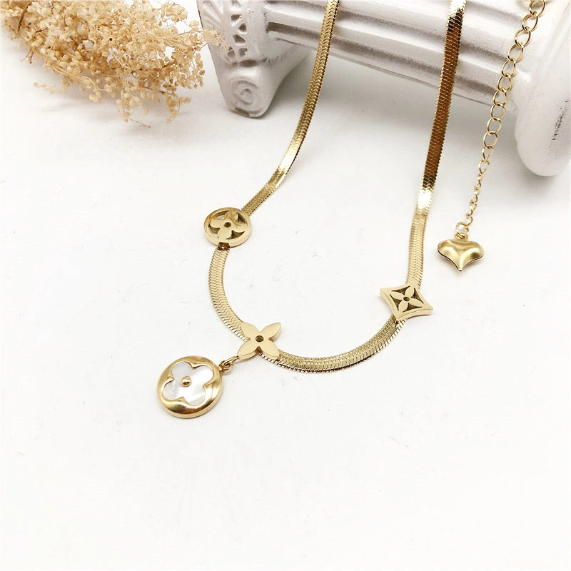 Manufacturer Custom Fashion Jewelry High Quality Tarnish Free Designer Brand Replica Jewellery Women Necklaces 14K 18K Gold Plated Stainless Steel Necklace