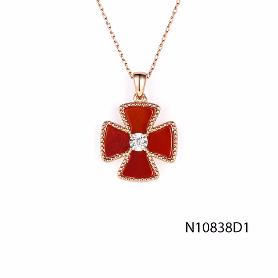 New Arrival Cross Wheel 925 Sterling Silver Necklace Jewelry with Mother of Pearl