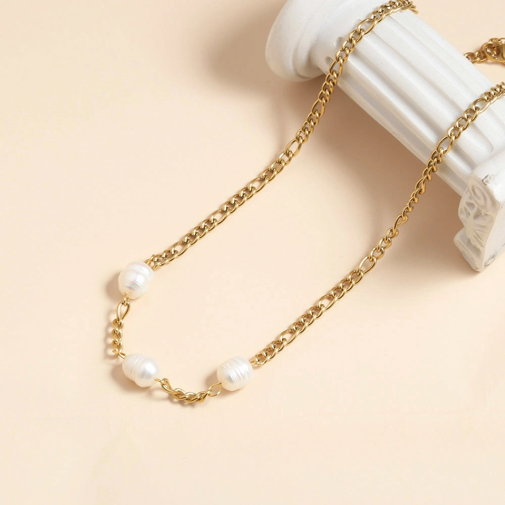 Manufacturer Customized 18K PVD Gold Plated Pearl Stainless Steel Fashion Women&prime;s Necklace Jewelry Supplier