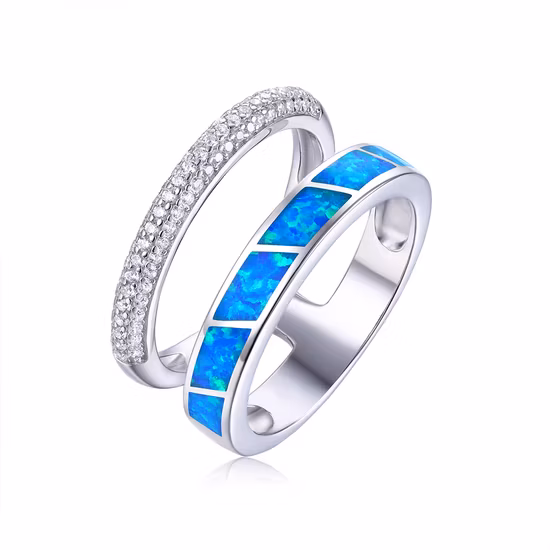 OEM/OEM Fashion Jewelry Customized Sterling Silver 925 Cubic Zirconia Rings Hot Selling Jewellery Fire Opal 2 Layer Ring