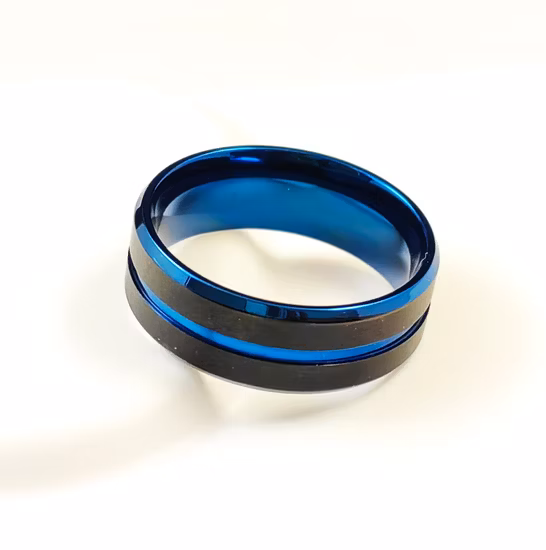 Pure Titanium Gold Ring Wholesale Blue Black Titanium Ring for Men Tr2386