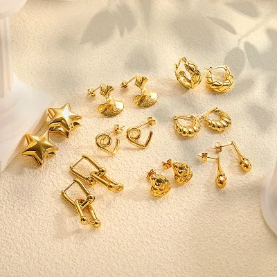 18K Gold Plated Fashion Wholesale Jewelry Stainless Steel Jewelry Earrings